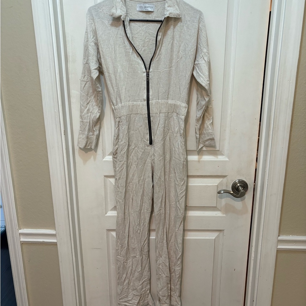 Stillwater Cream Zip-Up Jumpsuit